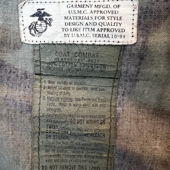 U.S. Marines Combat Coat Camo Jacket Propper Men's Tactical Size Large Long - Picture 9 of 9